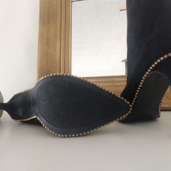 Black heels booties golden zipper and pearls - Picture 6 of 6